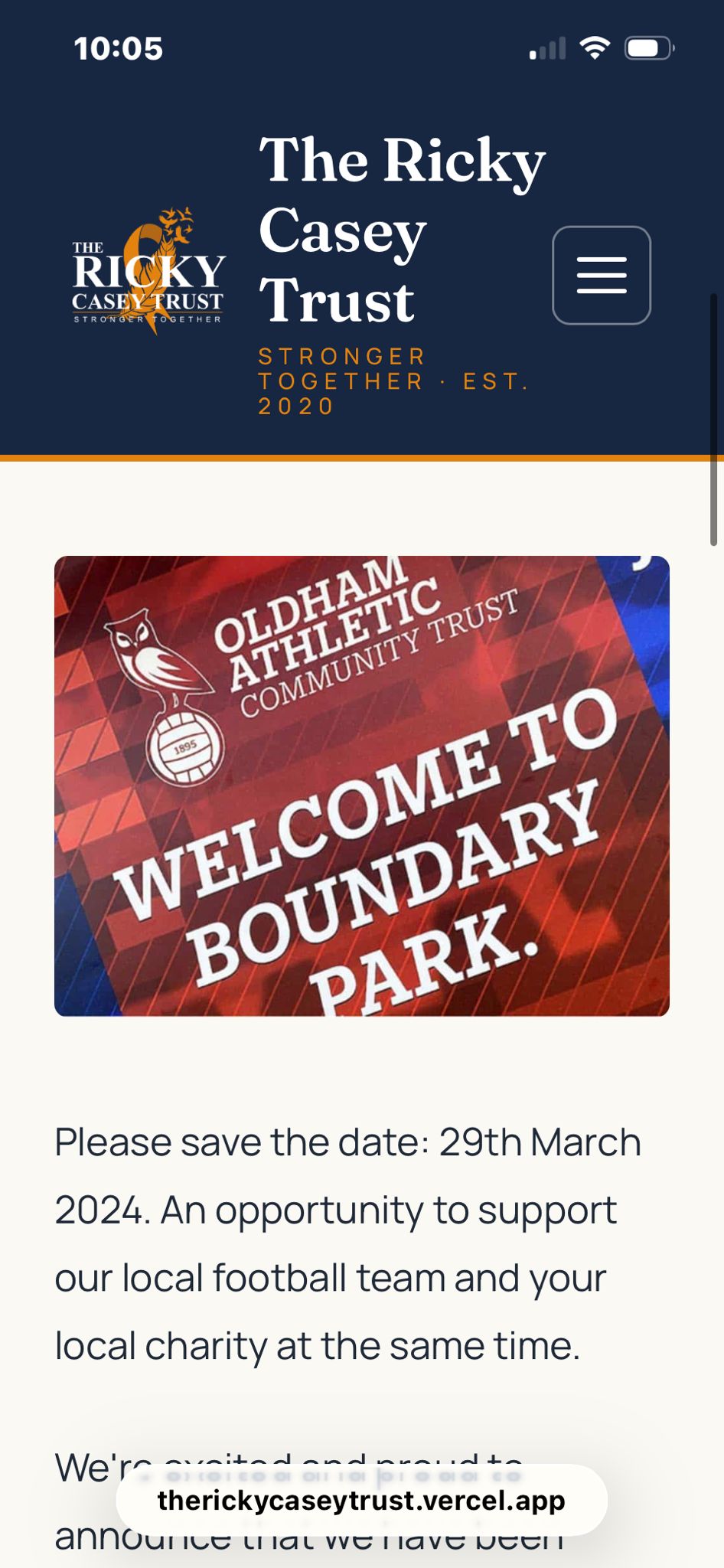 Collection at Oldham Athletic raises £1,352.25